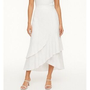Ashley Stewart Sz 16 NWT White Floral Burnout Ruffle Asymmetrical Maxi Skirt